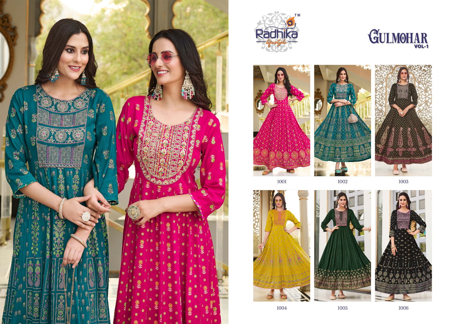 Gulmohar Vol 1 By Radhika Long Anarkali Kurtis Catalog